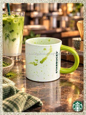 💚 NWT 2026 Starbucks Spring Matcha Splatter 12oz Ceramic Mug